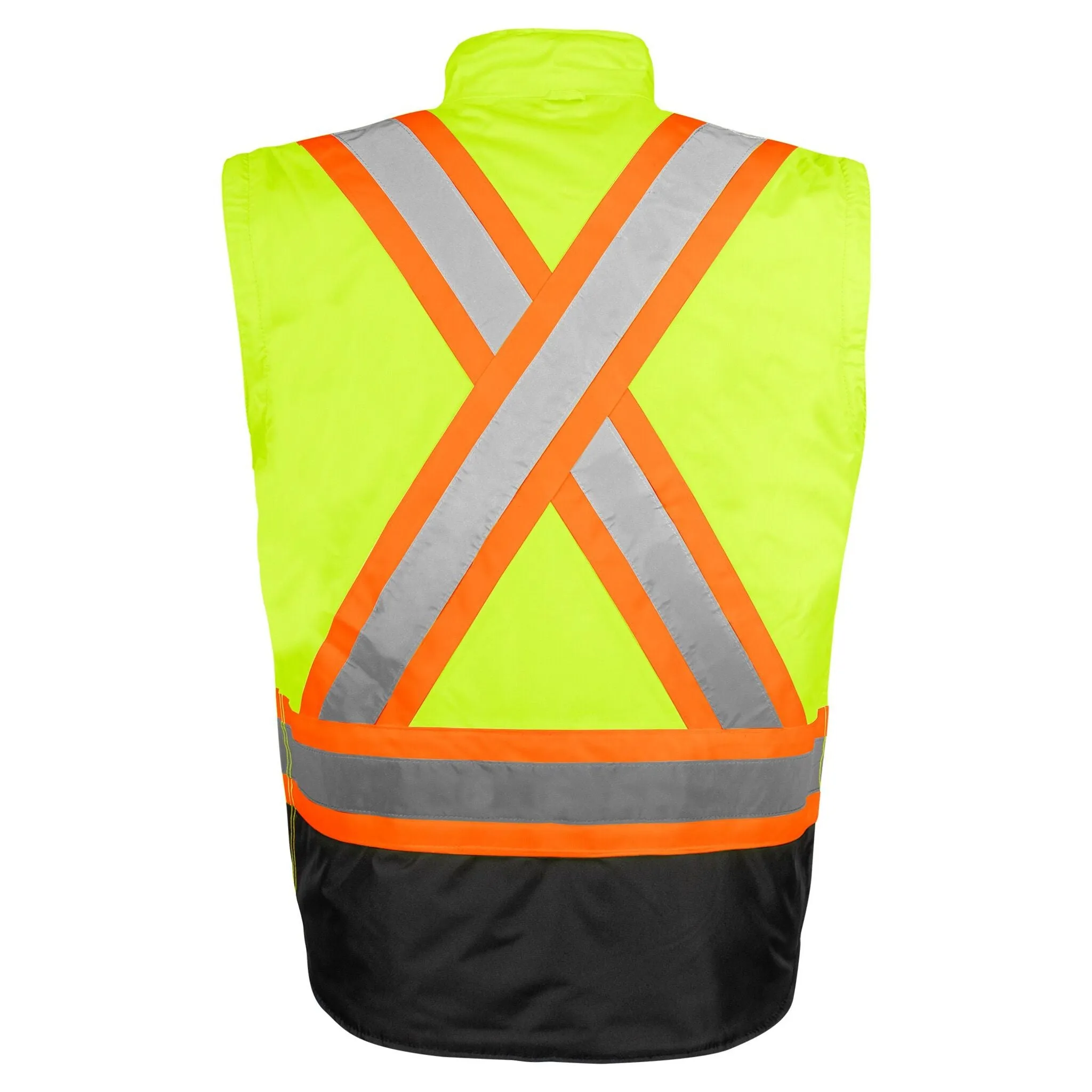 Terra Men's Hi-Vis 7-In-1 Winter CSA Waterproof Safety Jacket, 300D Polyester, Reflective Tape, Reversible, Removable Inner Shell, ANSI/CSA Compliant