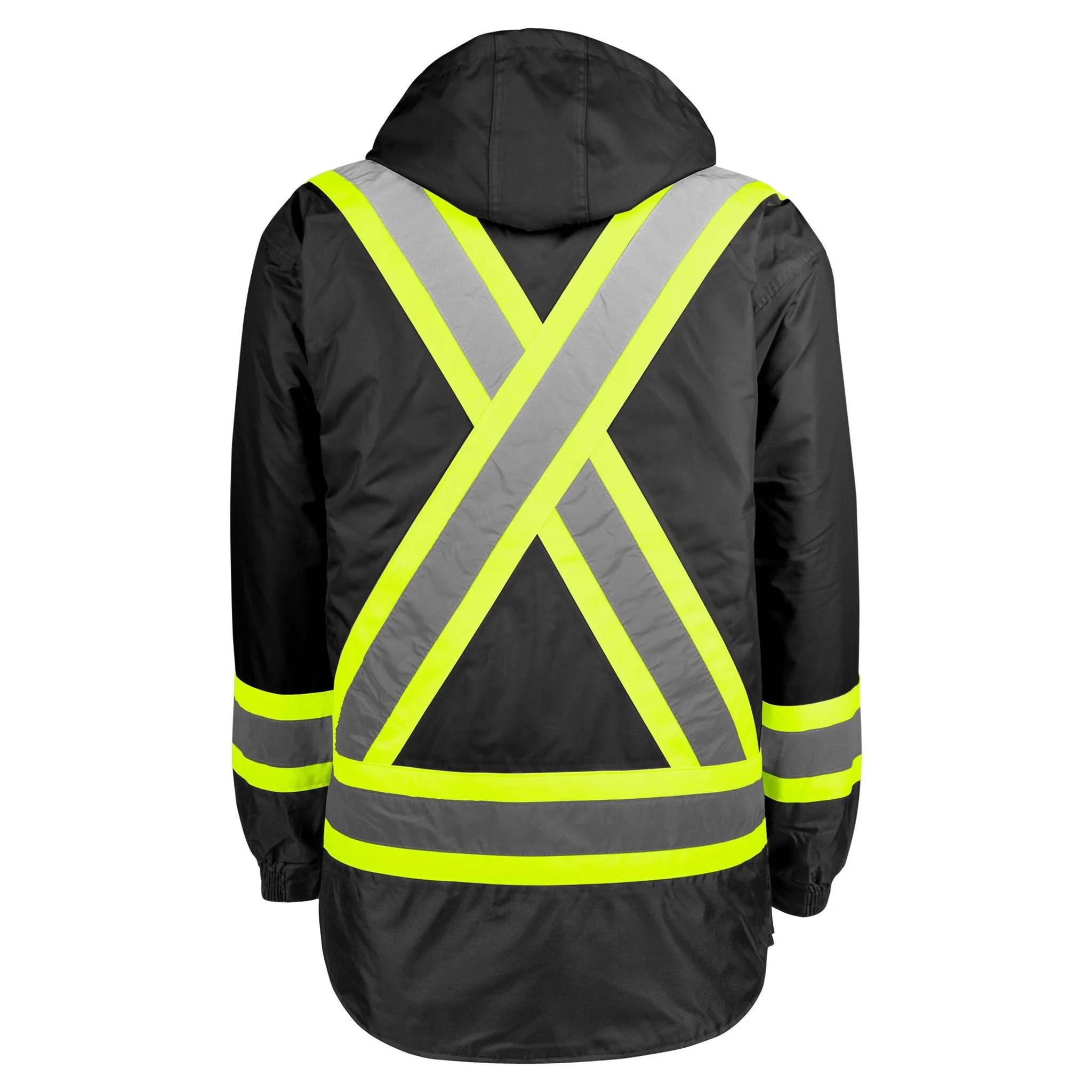 Terra Men's Hi-Vis 7-In-1 Winter CSA Waterproof Safety Jacket, 300D Polyester, Reflective Tape, Reversible, Removable Inner Shell, ANSI/CSA Compliant