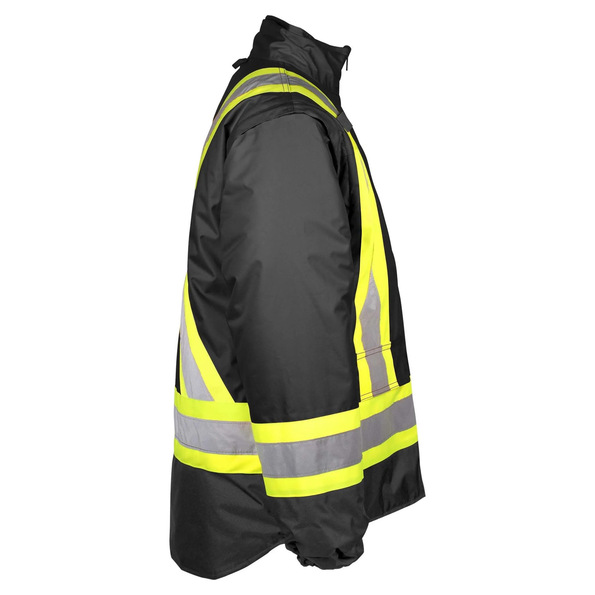 Terra Men's Hi-Vis 7-In-1 Winter CSA Waterproof Safety Jacket, 300D Polyester, Reflective Tape, Reversible, Removable Inner Shell, ANSI/CSA Compliant