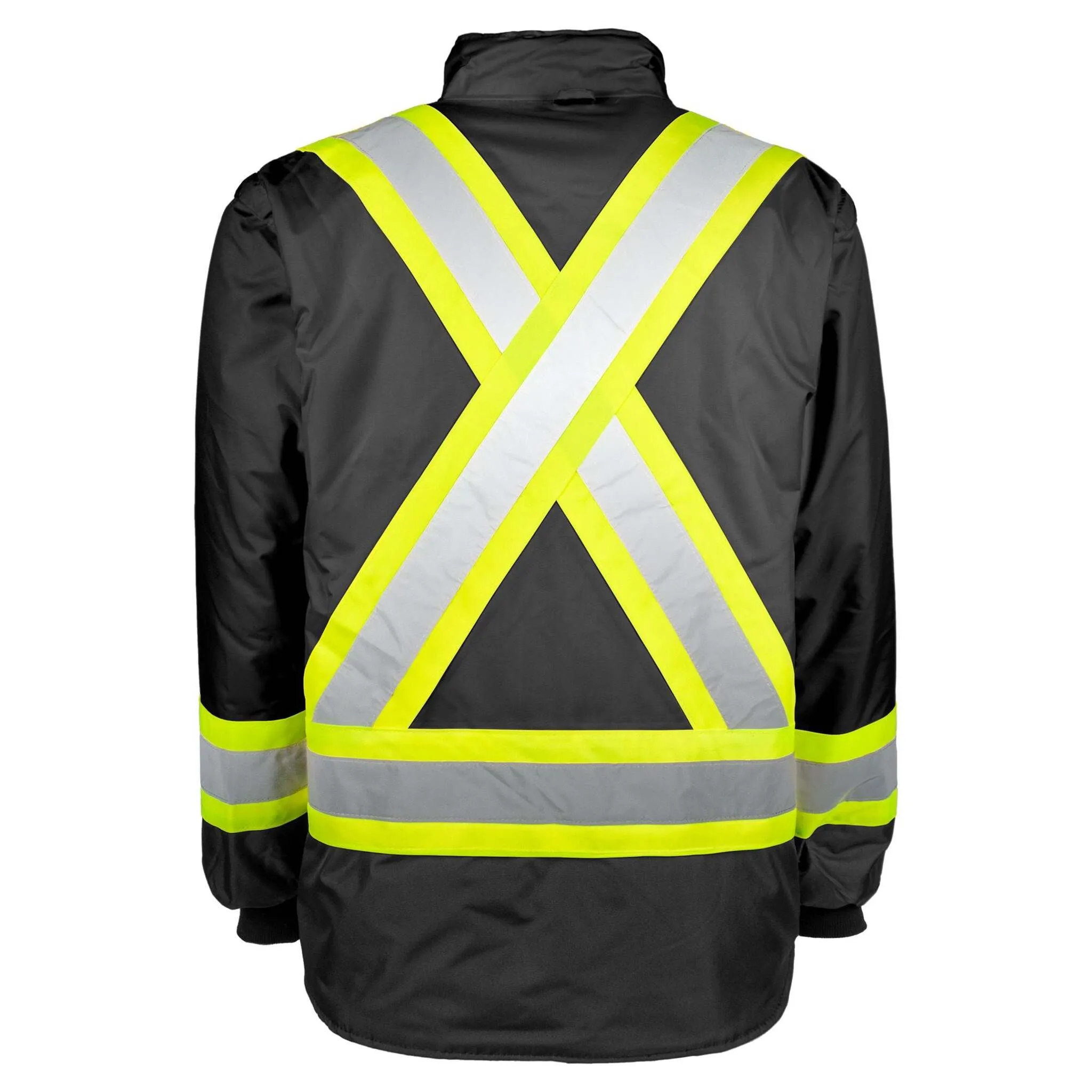 Terra Men's Hi-Vis 7-In-1 Winter CSA Waterproof Safety Jacket, 300D Polyester, Reflective Tape, Reversible, Removable Inner Shell, ANSI/CSA Compliant
