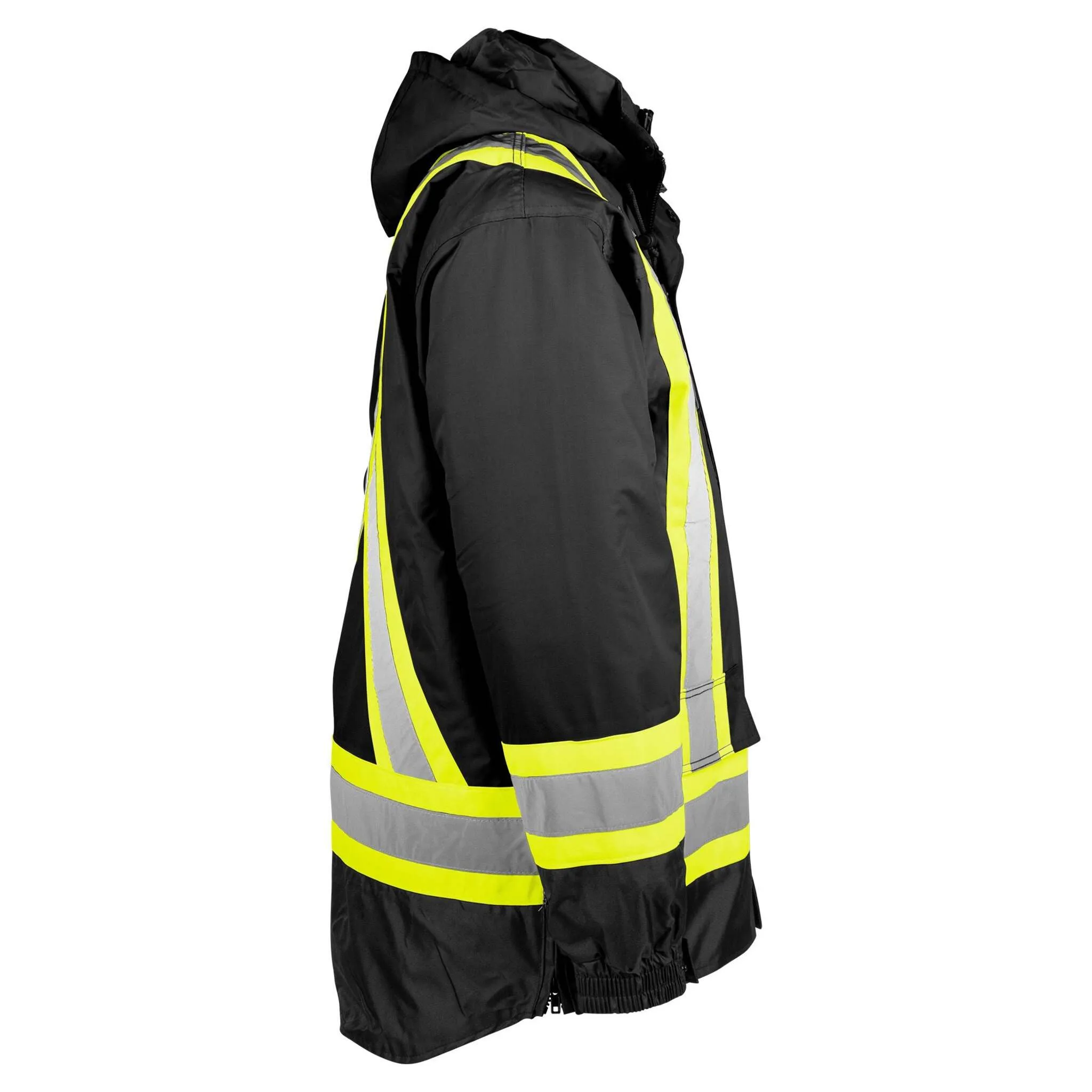 Terra Men's Hi-Vis 7-In-1 Winter CSA Waterproof Safety Jacket, 300D Polyester, Reflective Tape, Reversible, Removable Inner Shell, ANSI/CSA Compliant