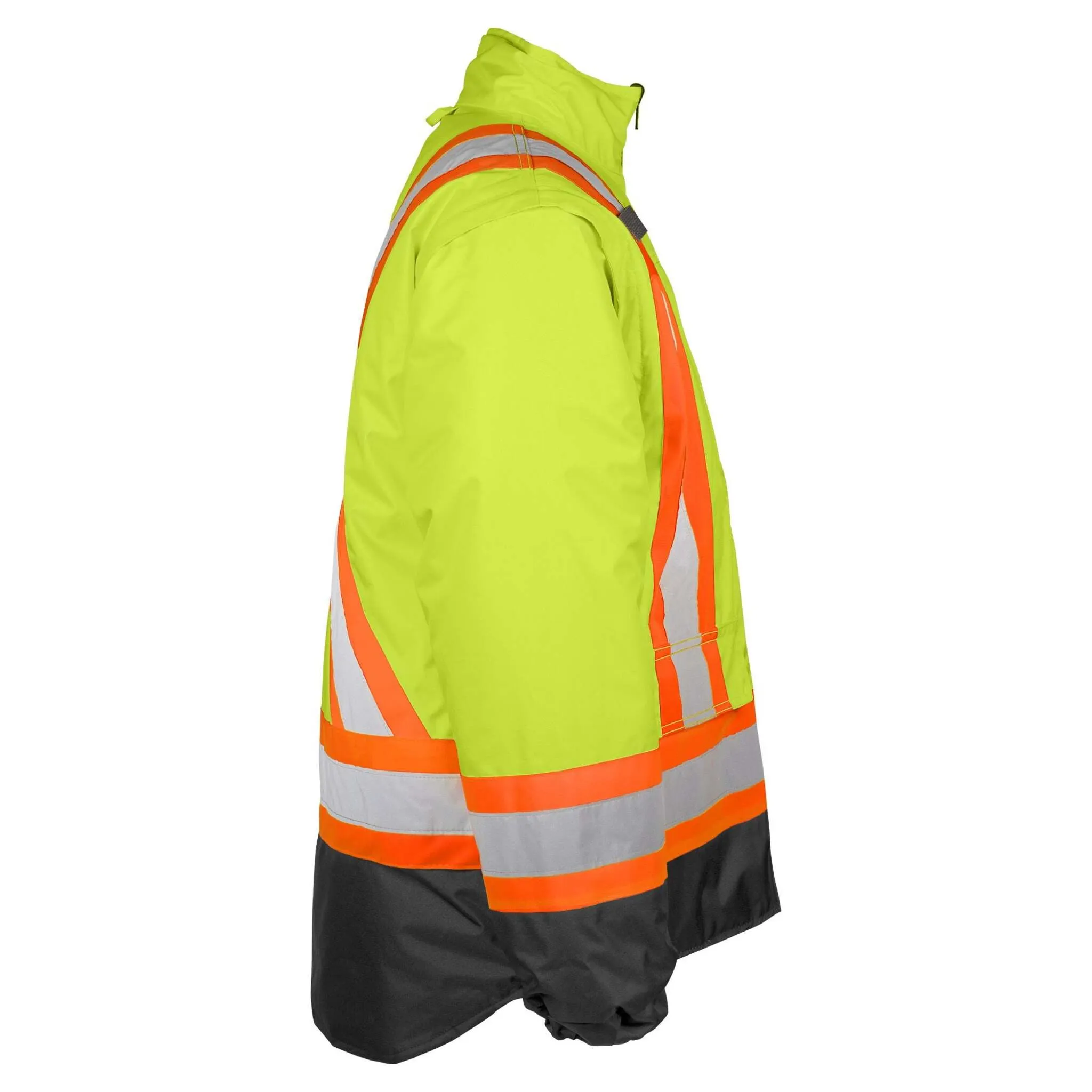 Terra Men's Hi-Vis 7-In-1 Winter CSA Waterproof Safety Jacket, 300D Polyester, Reflective Tape, Reversible, Removable Inner Shell, ANSI/CSA Compliant