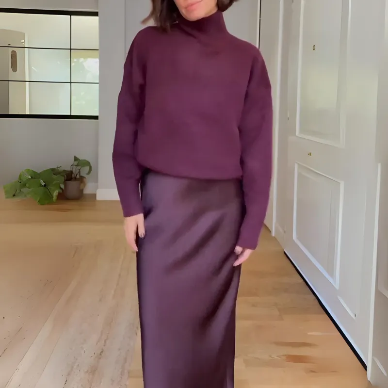 Two Piece Long Sleeve Top And Skirt Set