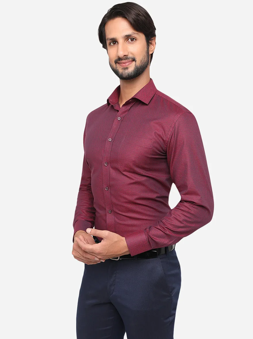 Wine Dobby Regular Fit Formal Shirt | JadeBlue