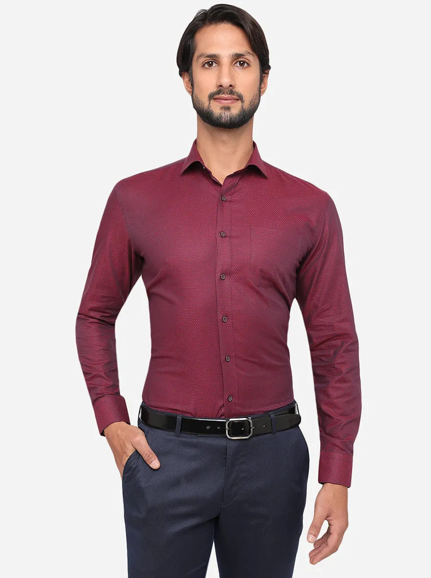Wine Dobby Regular Fit Formal Shirt | JadeBlue