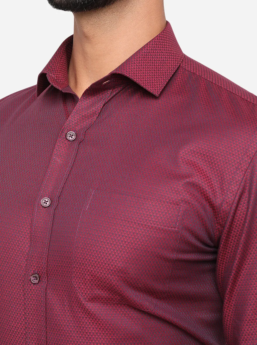 Wine Dobby Regular Fit Formal Shirt | JadeBlue