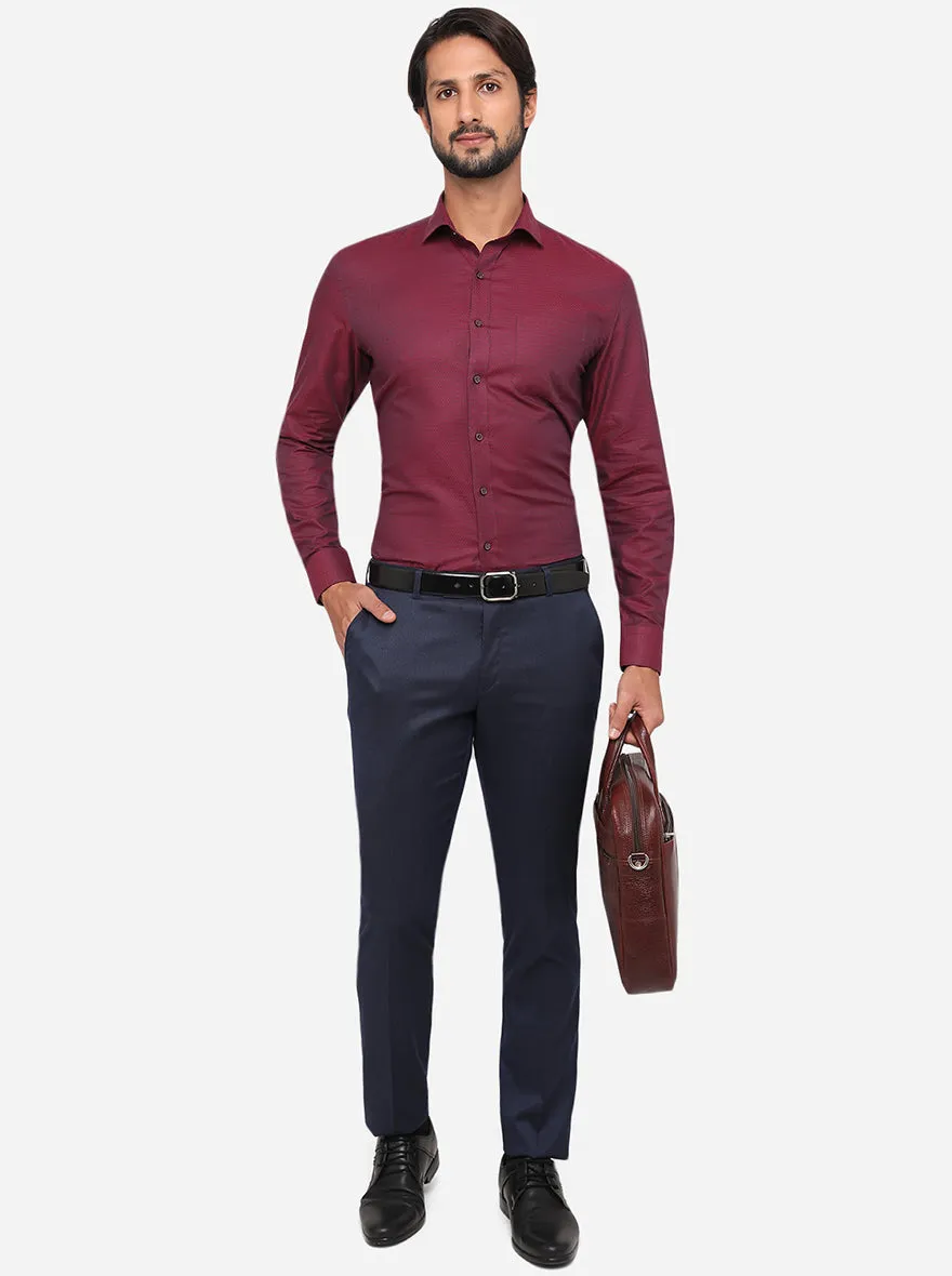 Wine Dobby Regular Fit Formal Shirt | JadeBlue