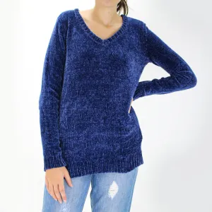 Women's Velour Sweaters,Navy