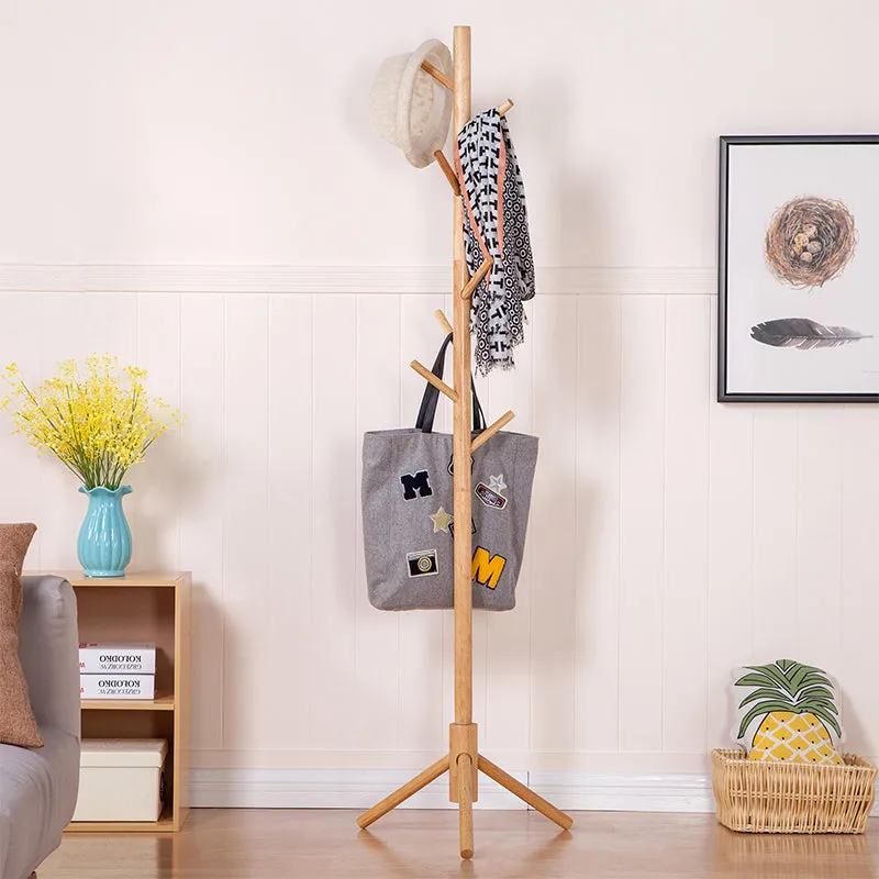Wooden Coat Stand Rack Clothes Hanger Hat Tree White Jacket Bag Umbrella Hook