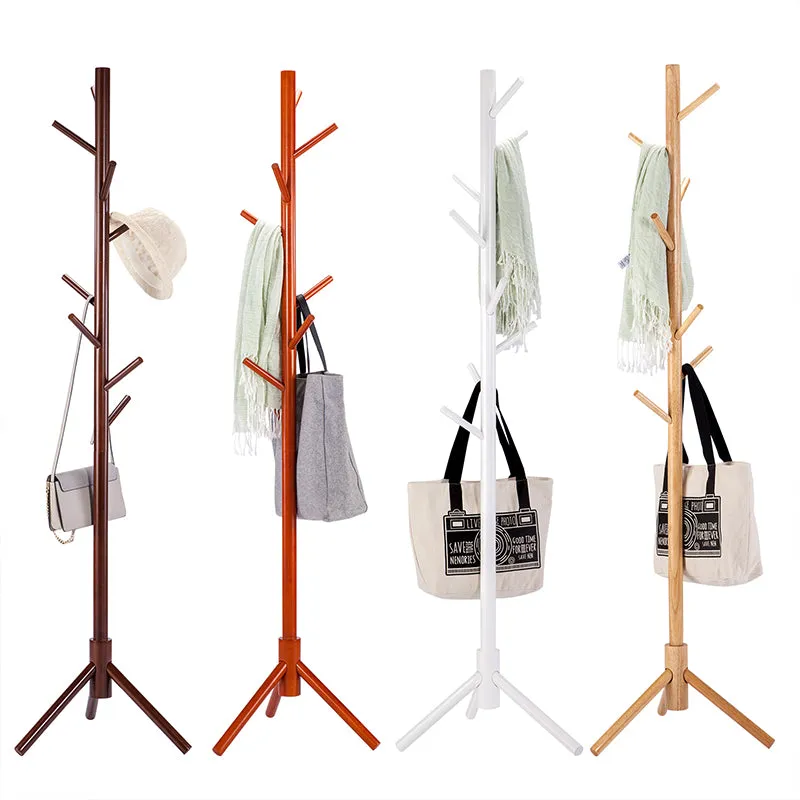 Wooden Coat Stand Rack Clothes Hanger Hat Tree White Jacket Bag Umbrella Hook