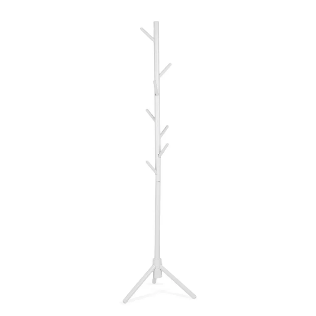 Wooden Coat Stand Rack Clothes Hanger Hat Tree White Jacket Bag Umbrella Hook