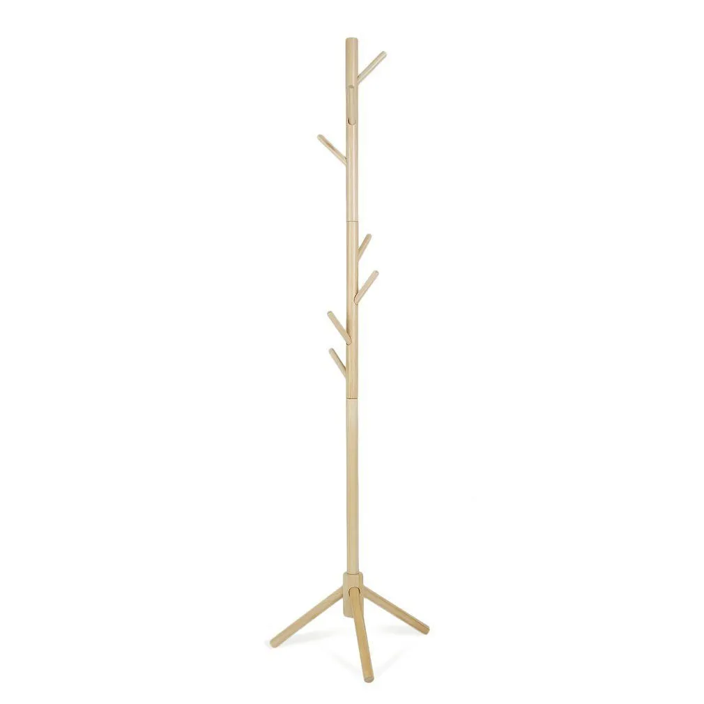 Wooden Coat Stand Rack Clothes Hanger Hat Tree White Jacket Bag Umbrella Hook
