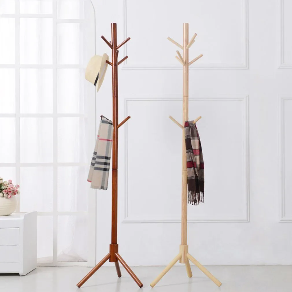 Wooden Coat Stand Rack Clothes Hanger Hat Tree White Jacket Bag Umbrella Hook