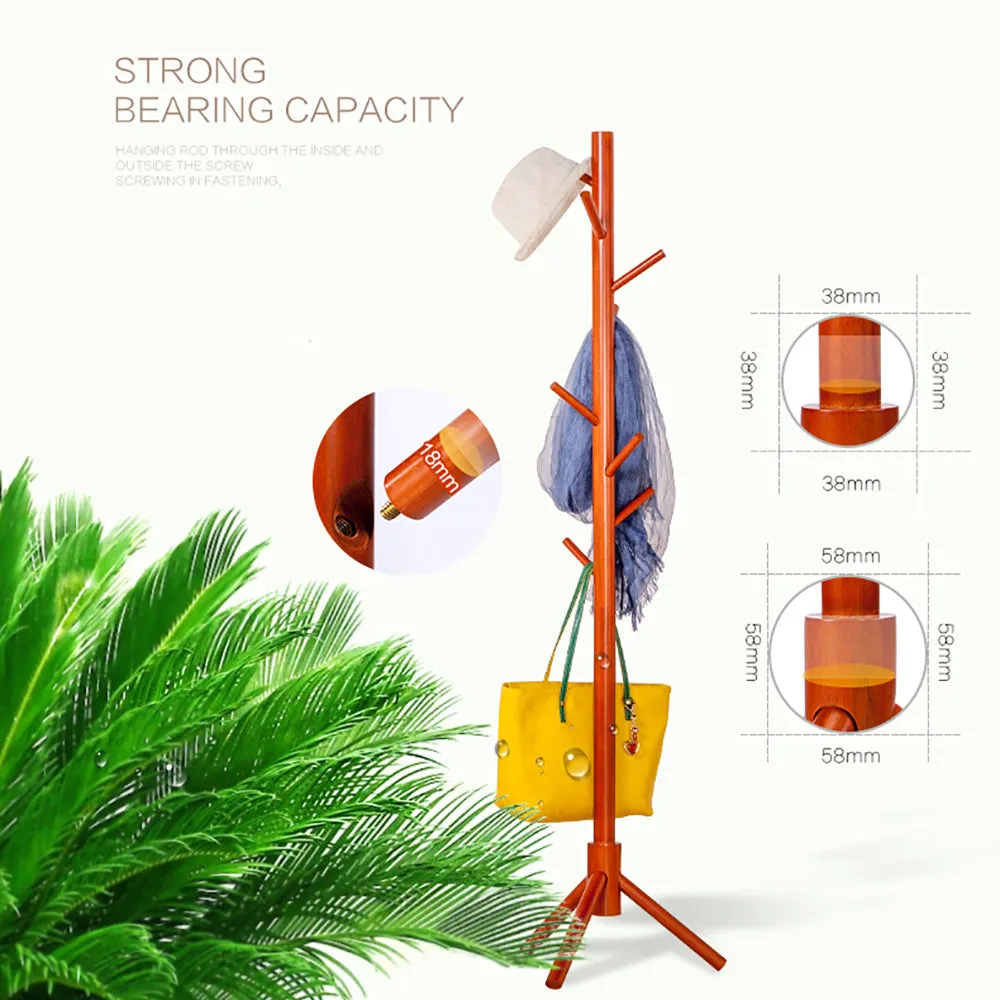 Wooden Coat Stand Rack Clothes Hanger Hat Tree White Jacket Bag Umbrella Hook