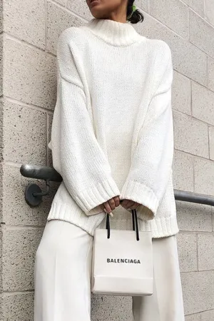 xakxx xakxx-Casual Solid Color Turtleneck Sweaters